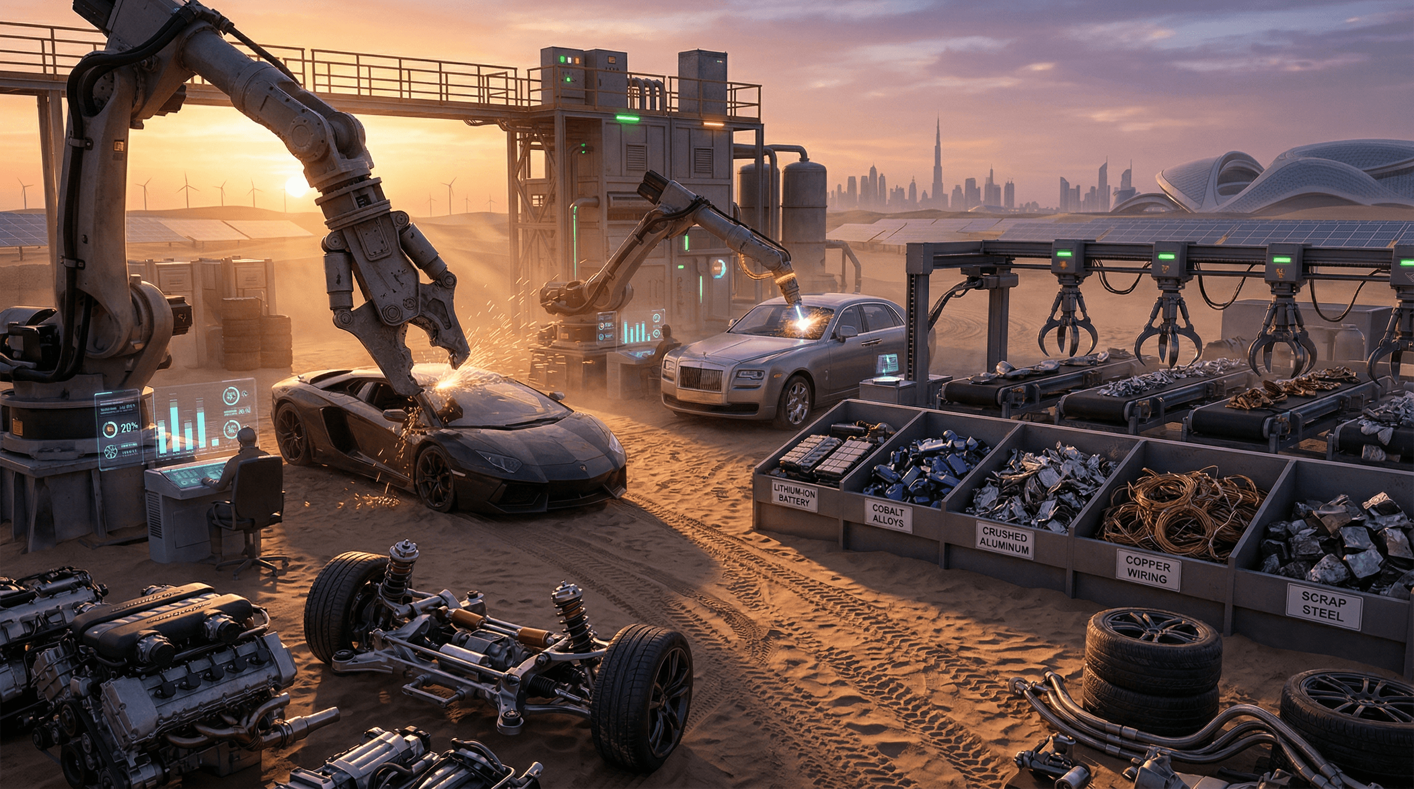 UAE Pilots Car-Eating Robots to Recycle $2B USD Luxury Cars for EVs