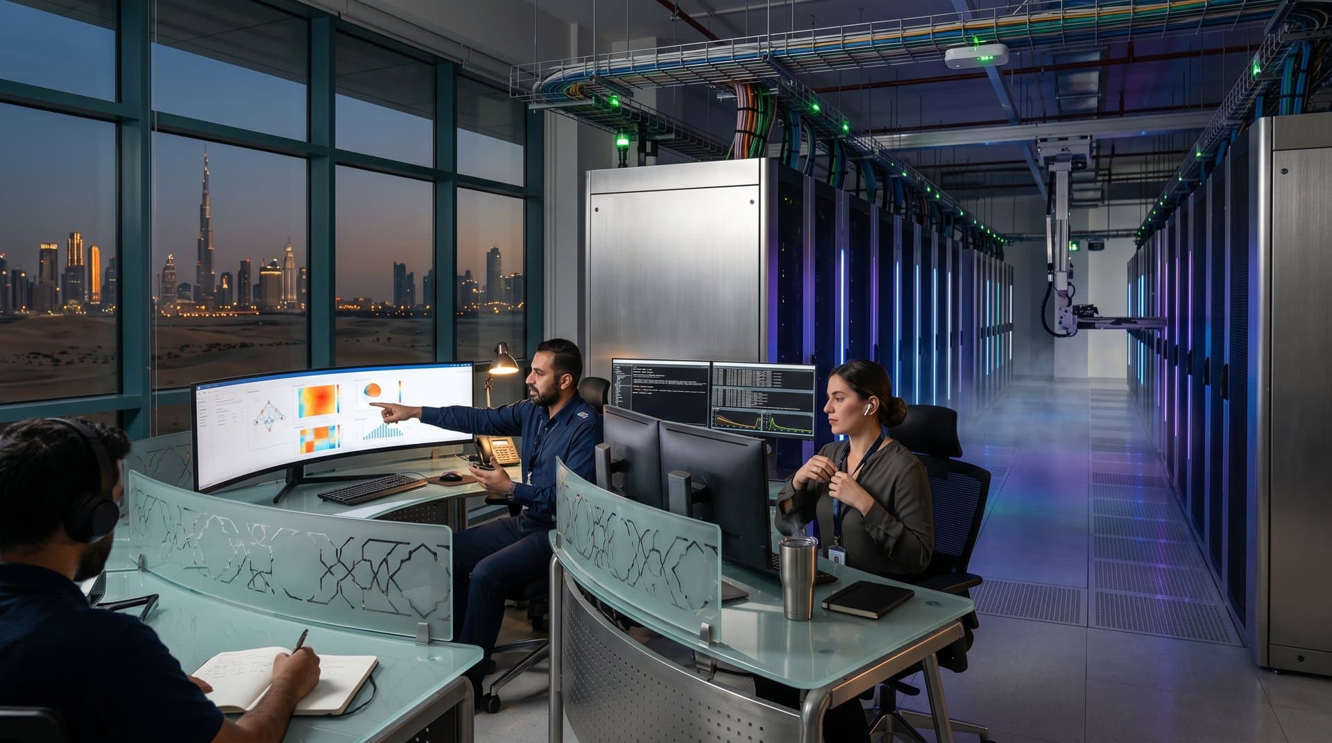 AWS server racks and dashboards in Dubai Silicon Oasis data center