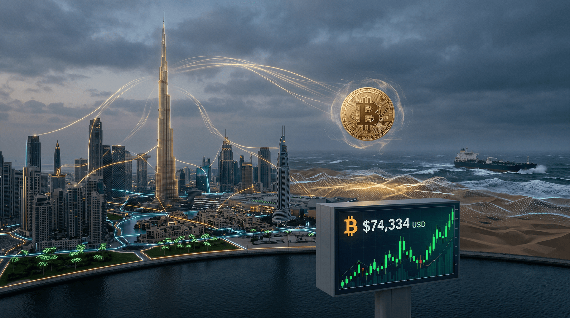 Bitcoin Safest Cryptocurrency Surges to $74K Amid 5% Gulf Oil Plunge